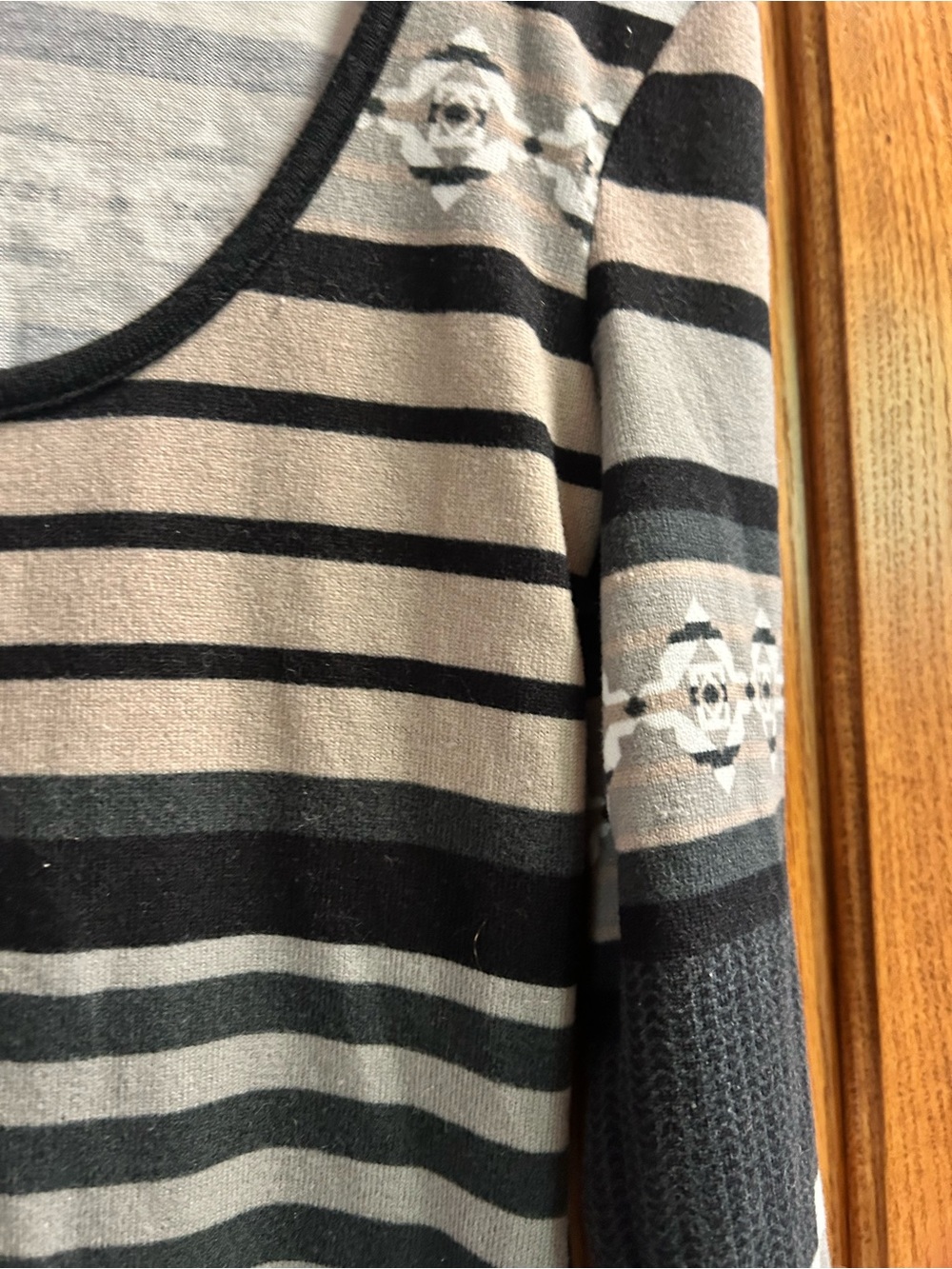 Derek Heart Black & Gray Striped Scoop Neck Tunic or mini dress - Picture 3 of 5